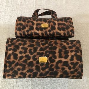 Two Travel Cheetah Print Cosmetic Bags